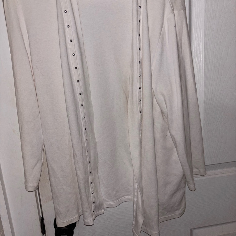Cream Open Cardigan with Stud Details